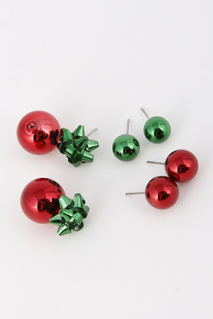 Christmas Earring Set Bow and Light Bulbs 5ICF3